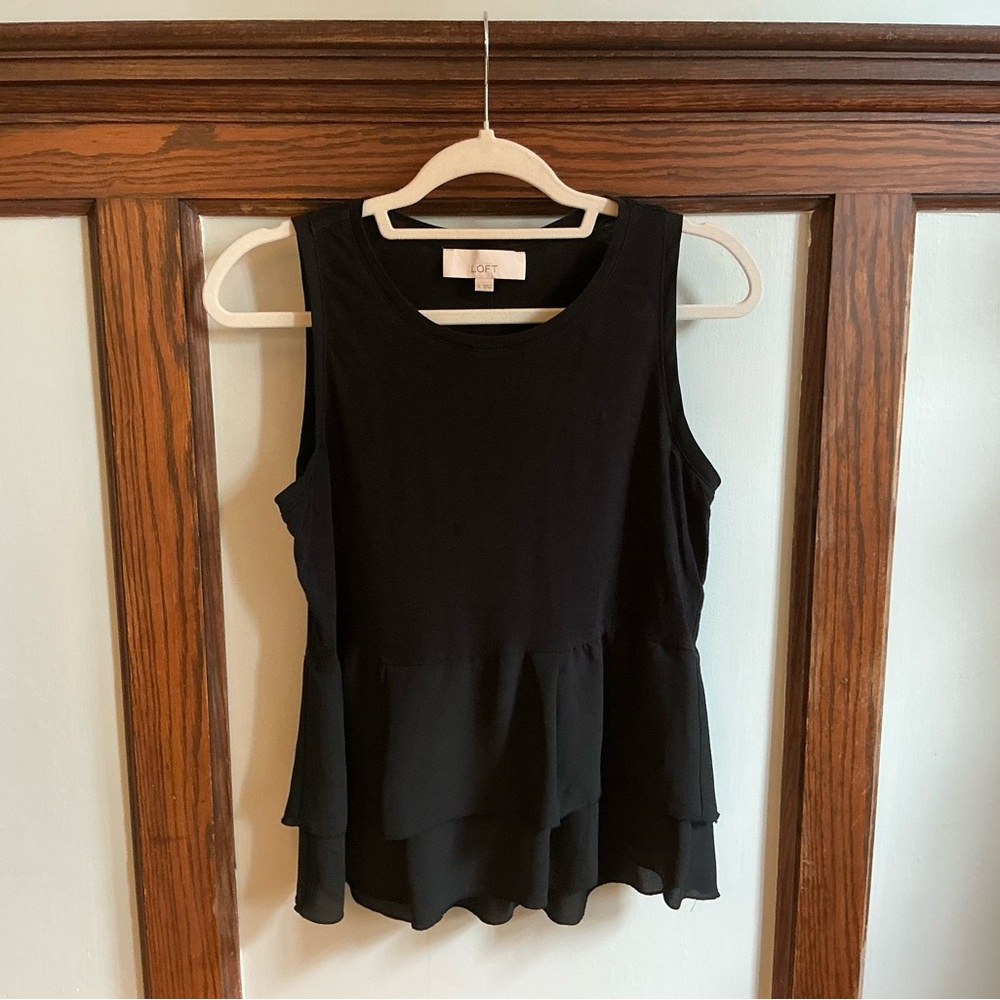 LOFT Black Sleeveless Peplum Blouse